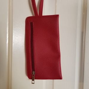 Red Faux Leather Wristlet